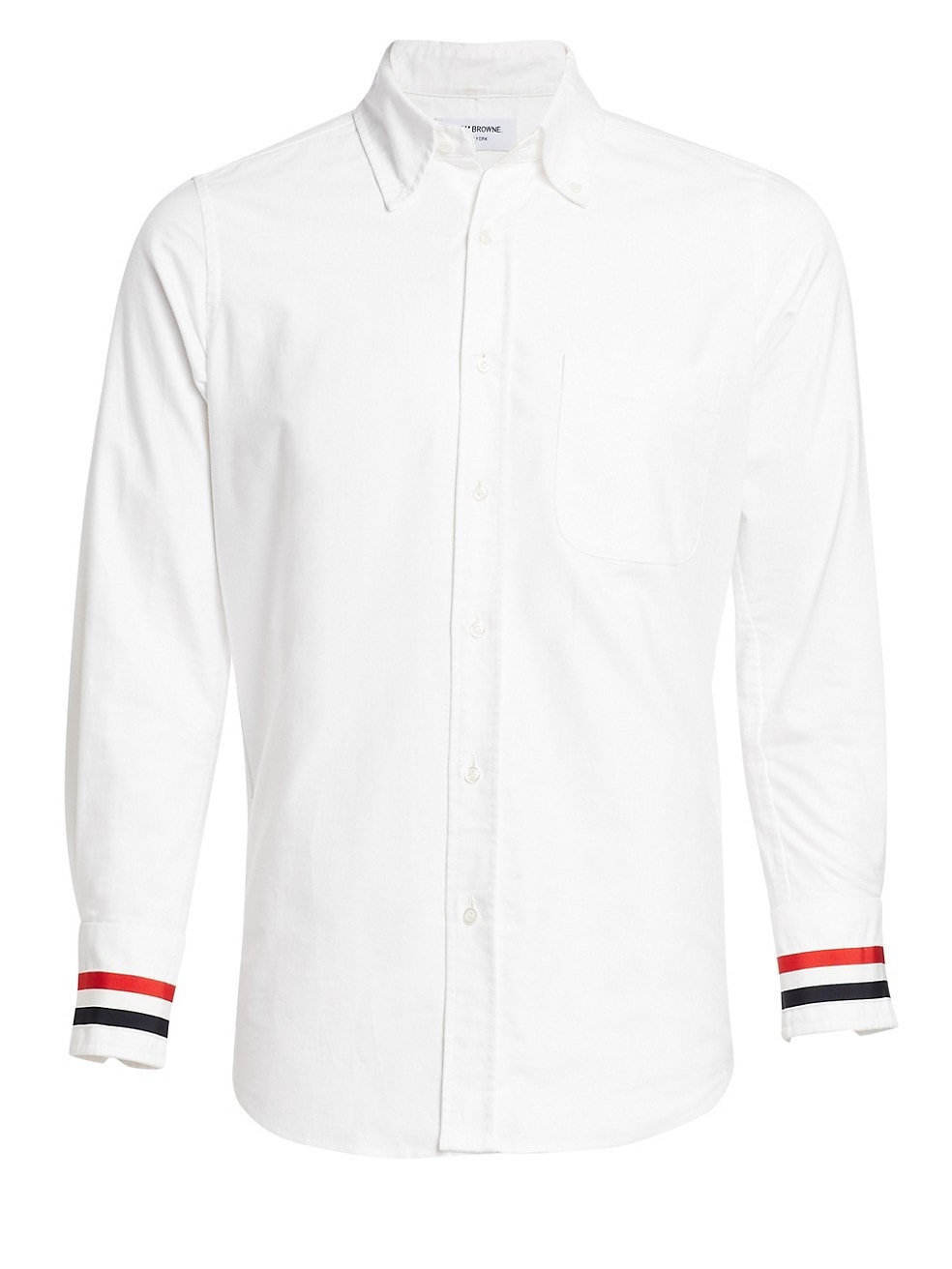 Thom Browne Striped Grosgrain Cuff Point Collar Shirt