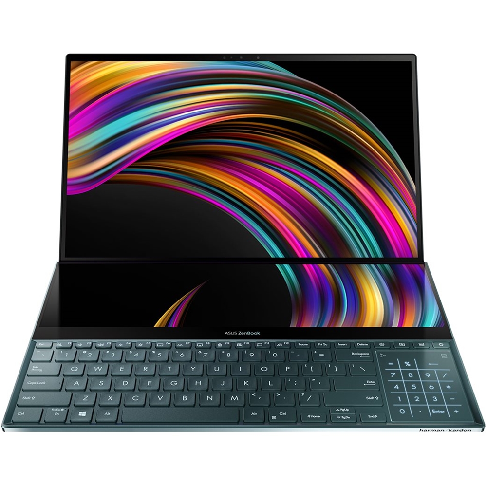 ASUS ZenBook Pro Duo UX581 15.6" 4K UHD NanoEdge Bezel Touch, Intel Core i9-9980HK, 32 GB RAM, 1 TB PCIe SSD, GeForce RTX 2060, Innovative ScreenPad Plus, Windows 10 Pro - UX581GV-XB94T, Celestial Blue