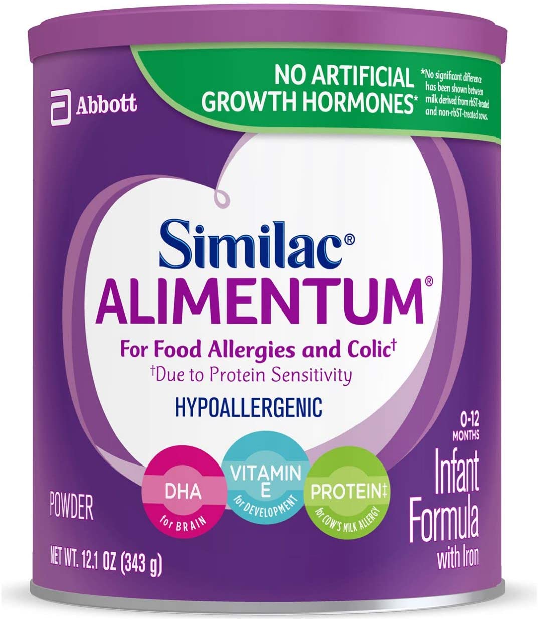 Similac Alimentum Hypoallergenic Baby Formula For Food Allergies and Colic, 4 Count Powder, 19.8-oz Can