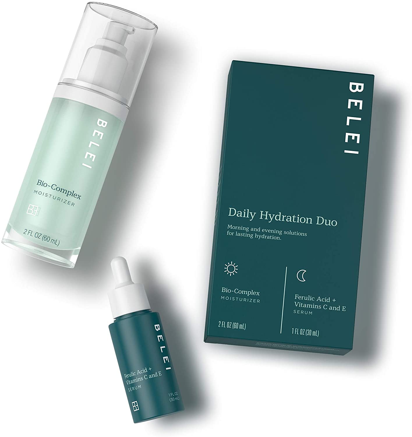 Belei: 'Daily Hydrating' Duo Skin Care Starter Kit (Bio-Complex Moisturizer and Ferulic Acid + Vitamins C & E) Helps with Fine Lines, Hydration, and Uneven Skin Tone