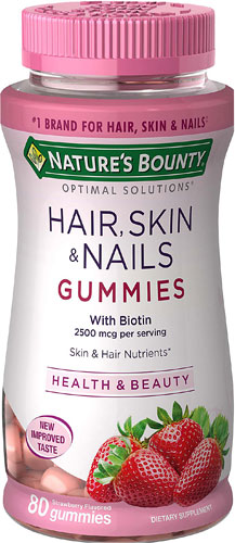 Nature's Bounty Vitamins with Biotin & Vitamin C Optimal Solutions, Hair  Skin and Nails Gummies, 140