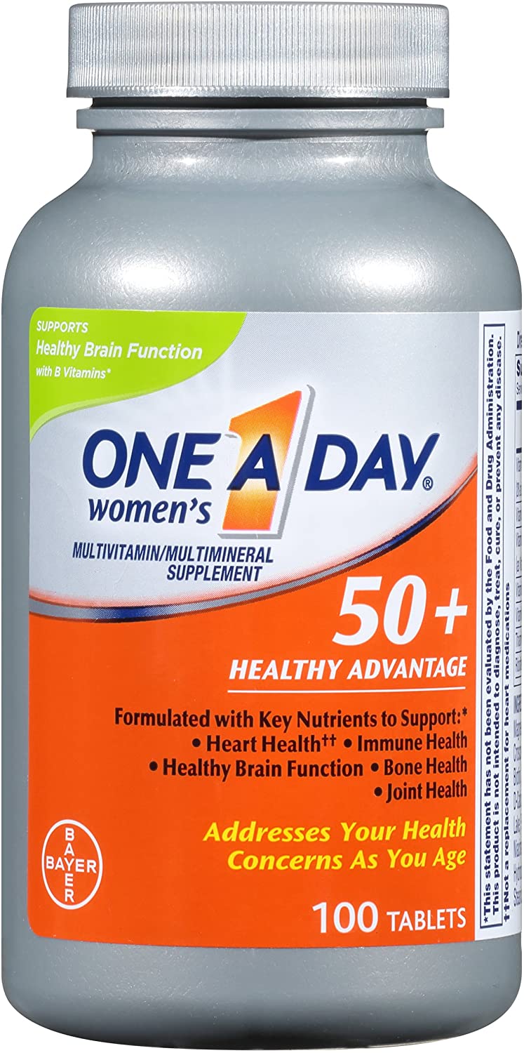 One A Day Women’s 50+ Healthy Advantage Multivitamins, Supplement with Vitamins A, C, E, B1, B2, B6, B12, Vitamin D and Calcium, 100 Count